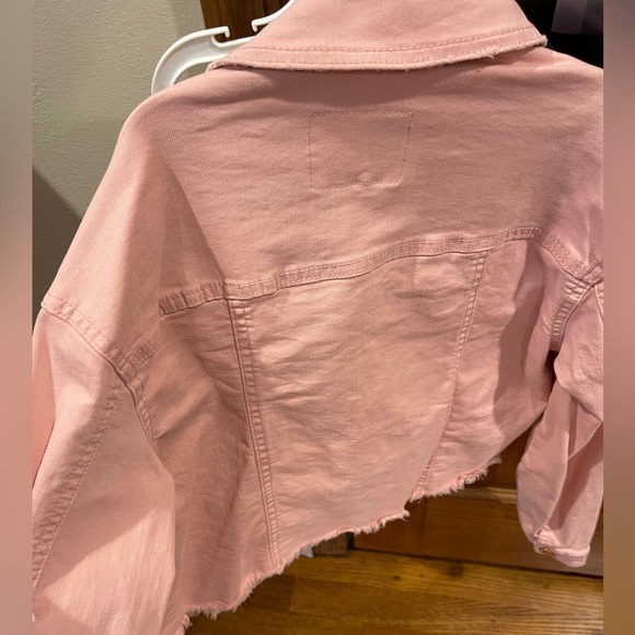 Justice peach distressed denim jacket - Picture 3 of 4